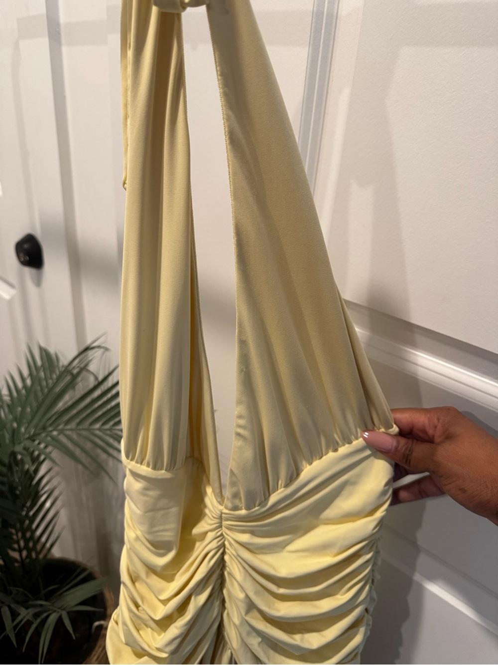 Babyboo Yellow Ruched Halter Maxi Dress ✨ Size Small - Picture 4 of 4